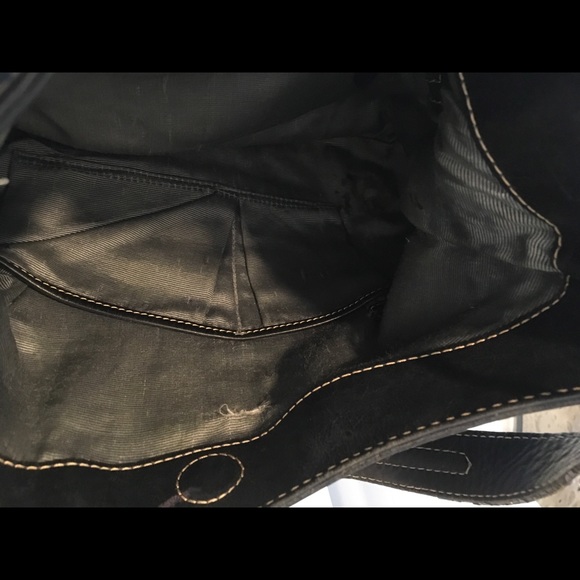 Elliott Lucca black leather hobo with gold hardware soft woven detail purse - Picture 10 of 10